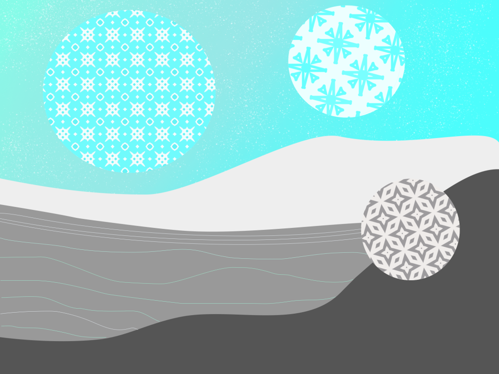 surreal and abstract digital art snowflake illustration