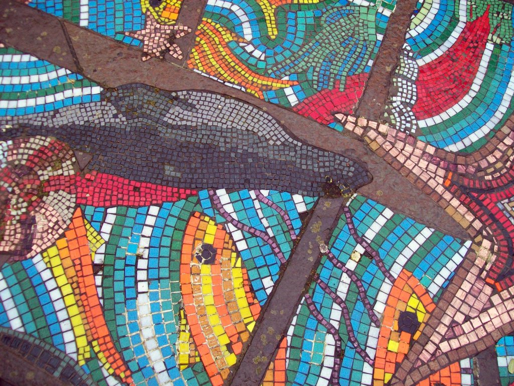 Whale mosaic art 